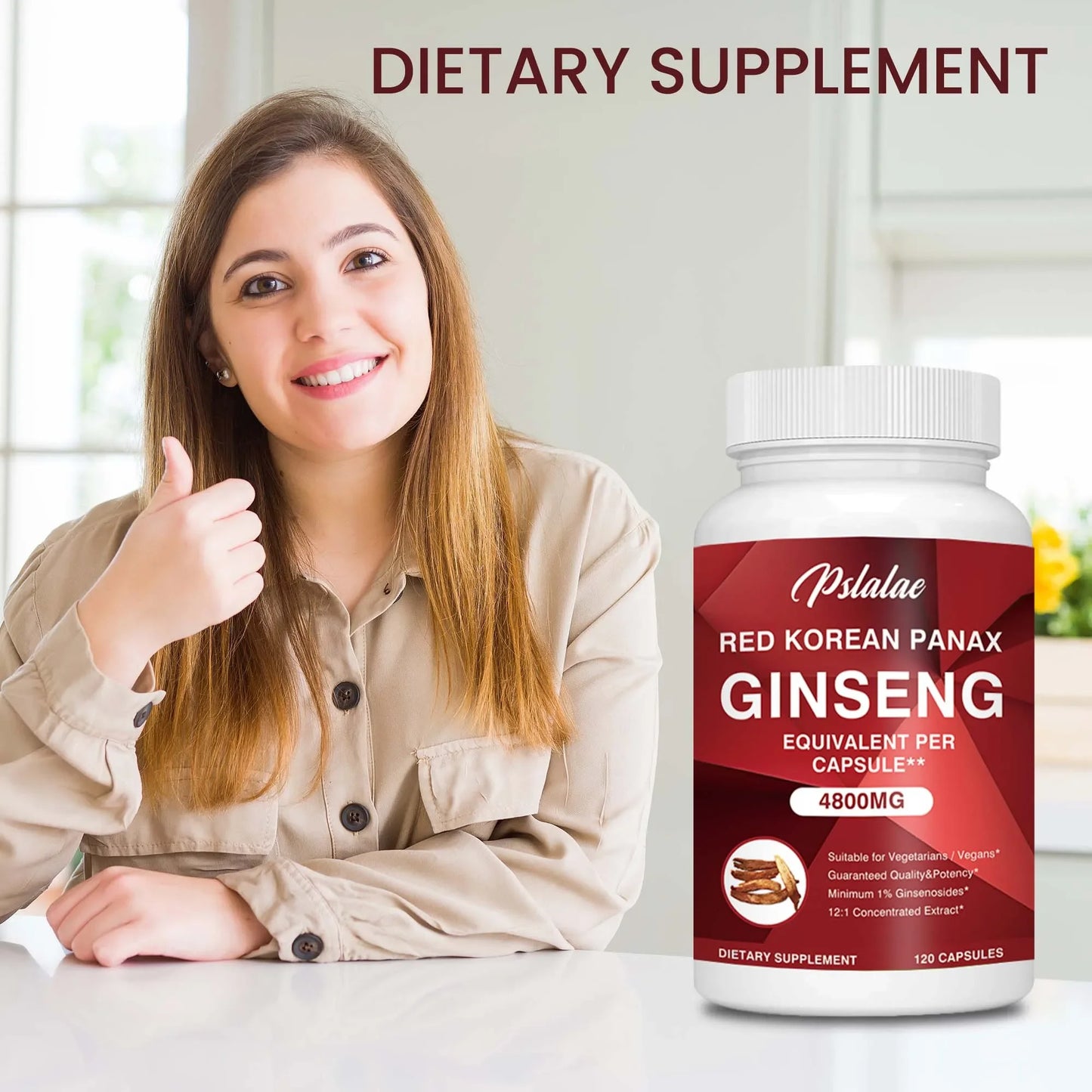 Korean Red Ginseng - Improves Energy, Focus, Performance, Endurance and Immunity - 120 Capsules