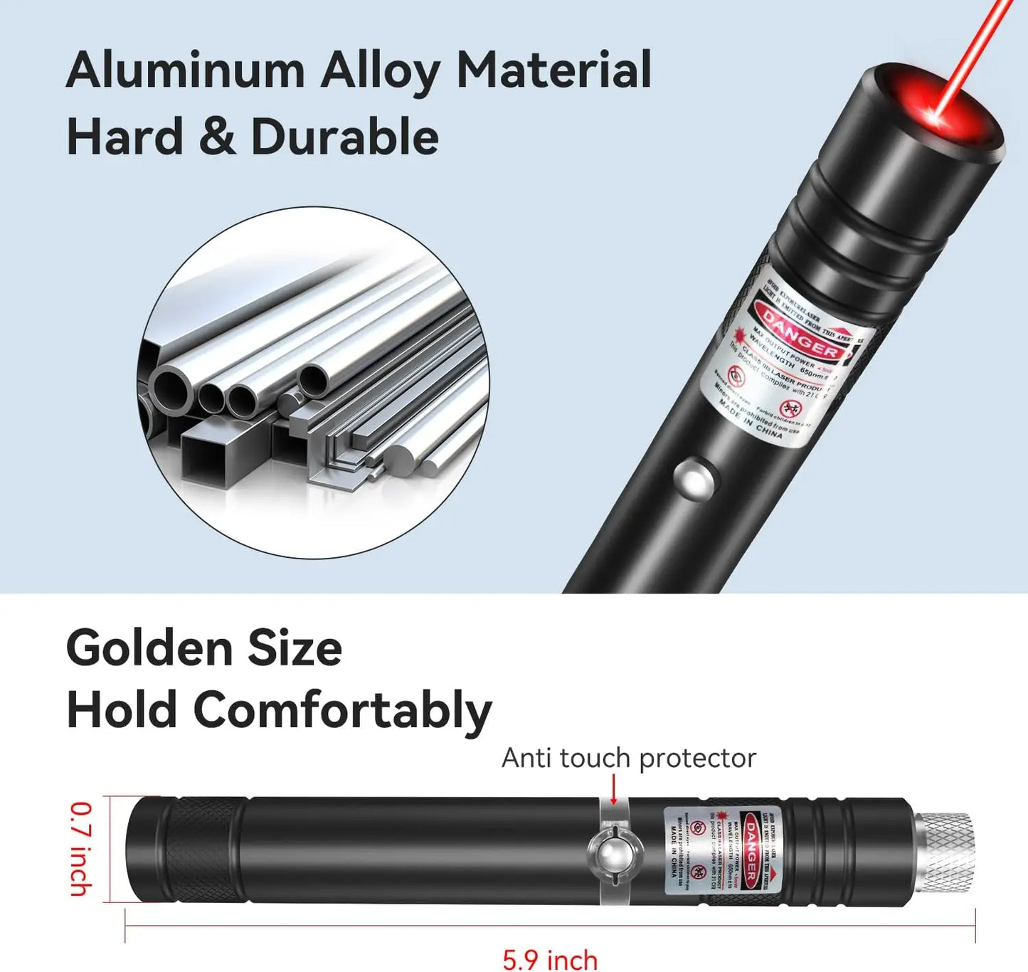 Rechargeable Laser Pointer with Green and Red Beams, Long Range for Presentations and Outdoor Use