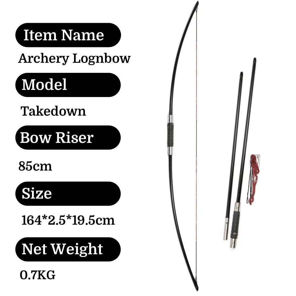 Takedown English Longbow 64.5" 60/65/70lbs RH/LH Compatible Arrow Set for Adults Archery Hunting Shooting Target Practice Outdoor Sports Durable Traditional Hunting Bow Accessories