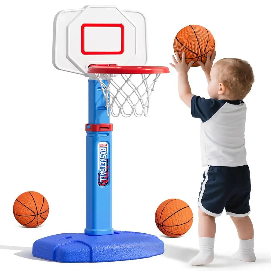 Toddler Basketball Hoop, Adjustable Height Indoor Basketball Hoop for Kids 13, Foldable Mini Basketball Goal with 3 Balls, Outdo