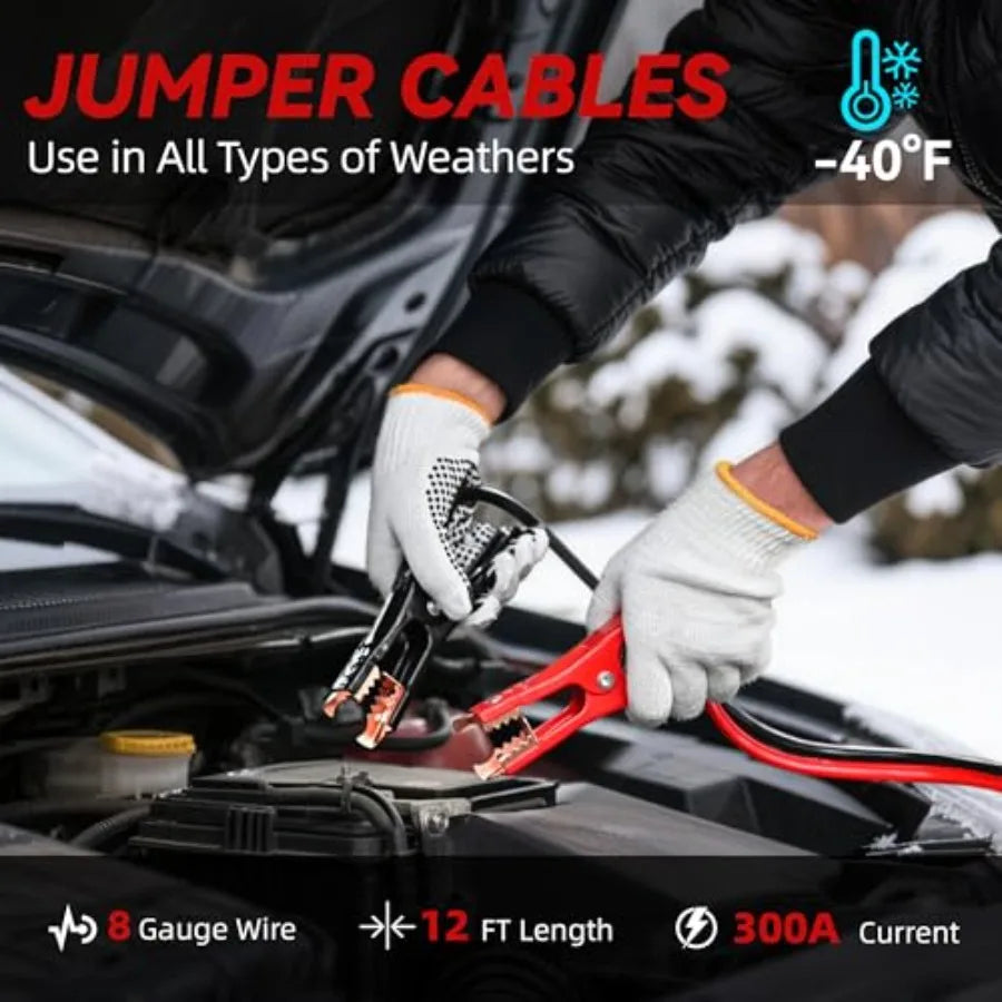 Car Emergency Safety Kit Bag with Portable Air Compressor Jumper Cables First Aid Kit Winter Vehicle Roadside Emergency Kit wit