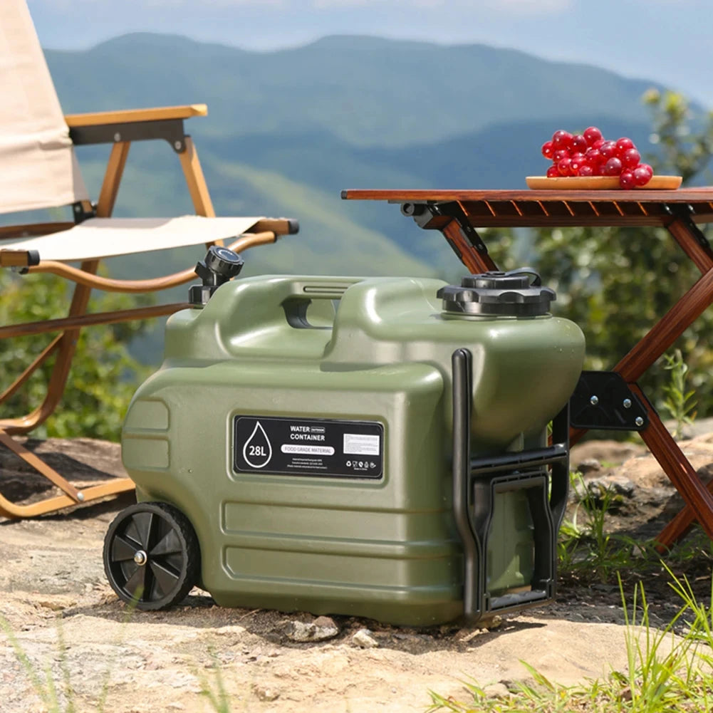 28L Outdoor Water Bucket Camping Water Container With Detachable Faucet Emergency Water Storage Bucket Hiking Picnic Jug Tank