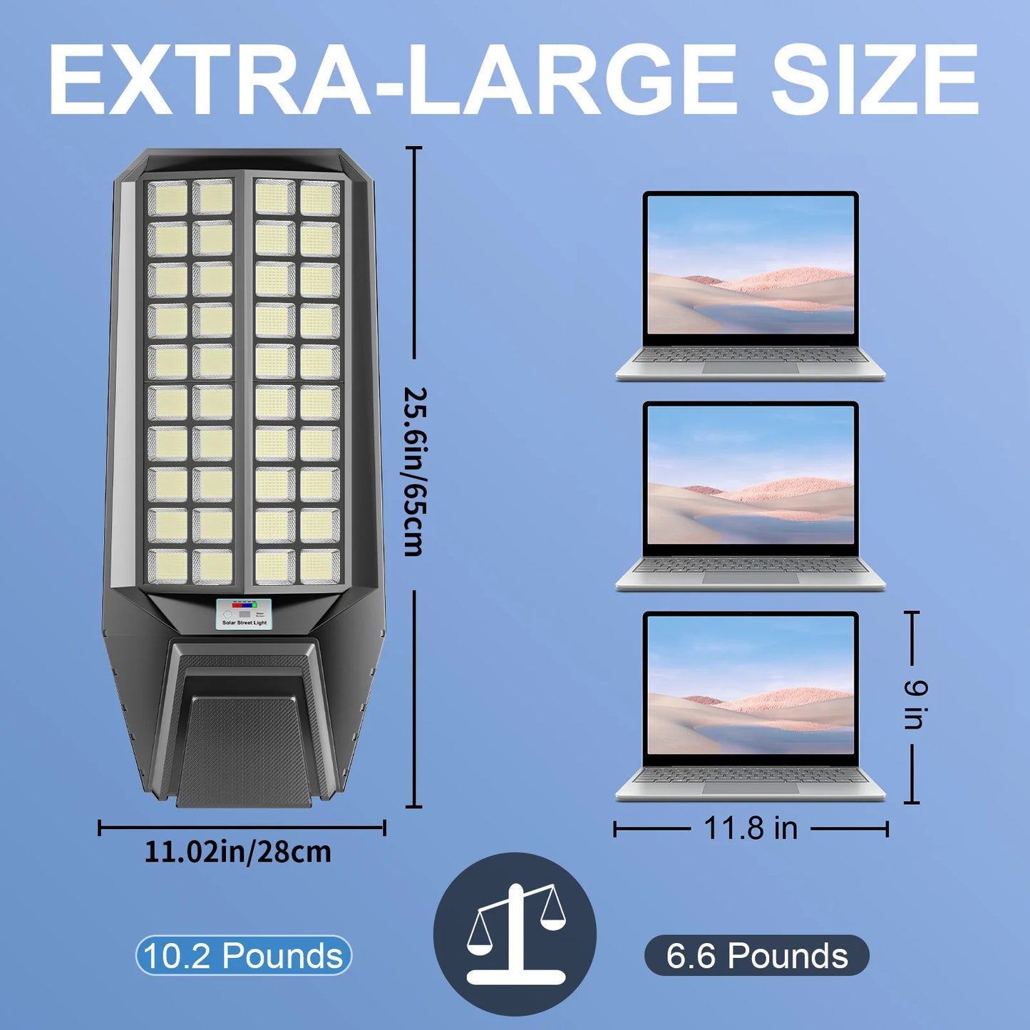 8000W Extra-Large Super-Bright Outdoor Solar Street Light, LED with Motion Sensor, IP65 Waterproof for Commercial Lighting