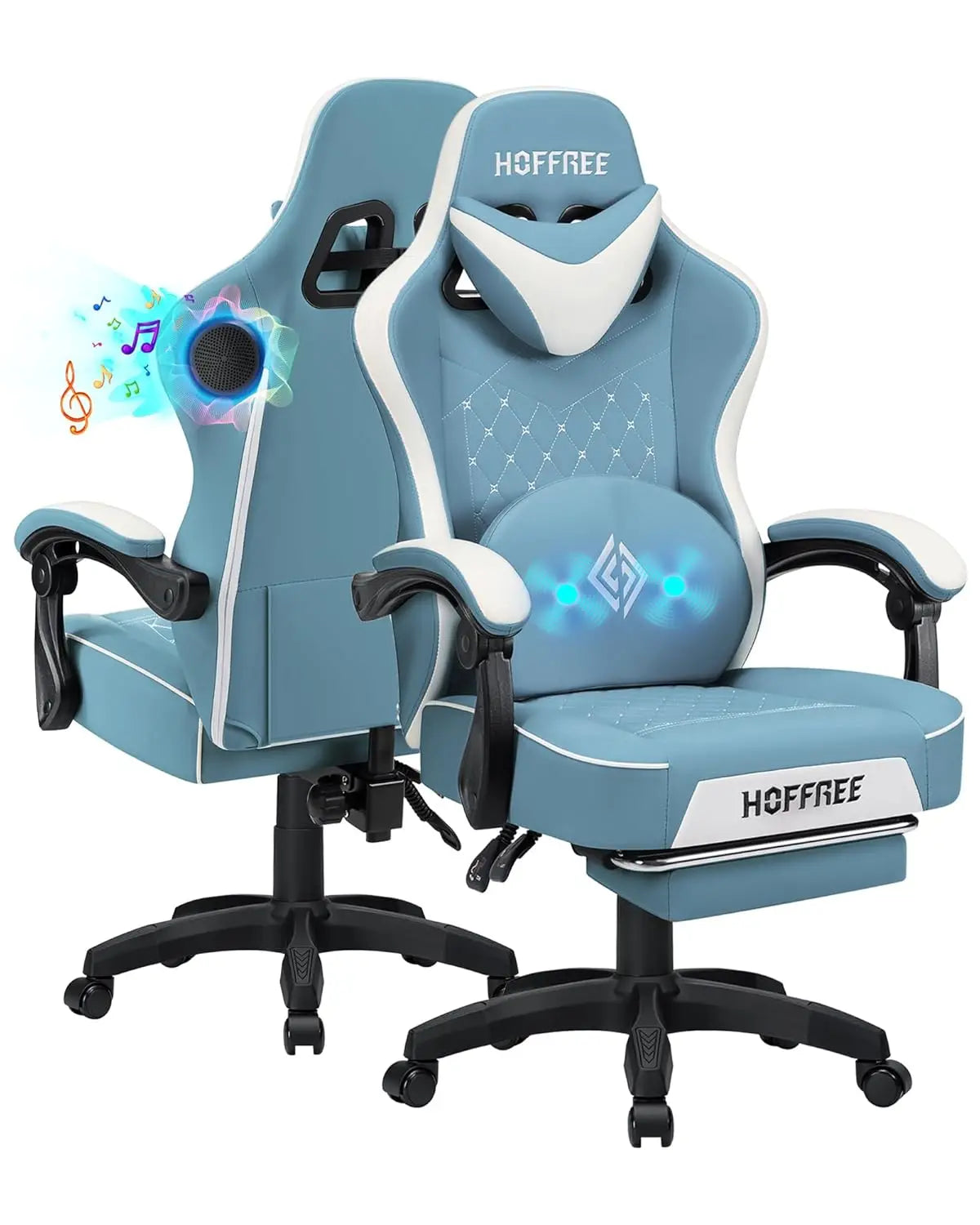 Gaming Chair Computer Chair with Speakers Massage Game Chairs with Footrest Bluetooth High Back Ergonomic Computer, Customized