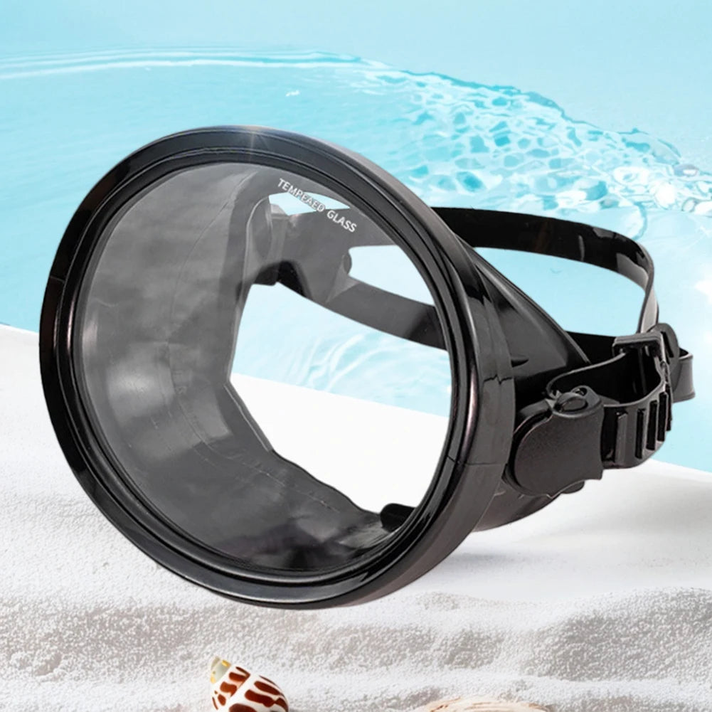 Oval Diving Mask Spearfishing Mask Tempered Glass Lens Single Lens Scuba Mask Anti-Fog Scuba Goggles for Underwater Adventures