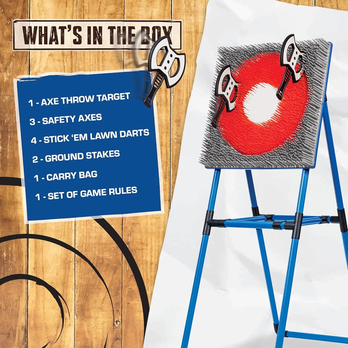 Axe Throwing Target & Lawn Dart Combo Set - 2-in-1 Backyard Game for Indoor and Outdoor Fun