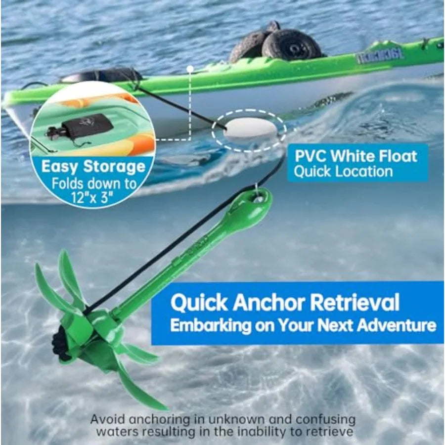 Kayak Anchor 3.5 lb Paddle Board Anchor Kit with 40 Feet Marine Rope for Kayak Canoes SUP Fishing and Paddleboard Accessories