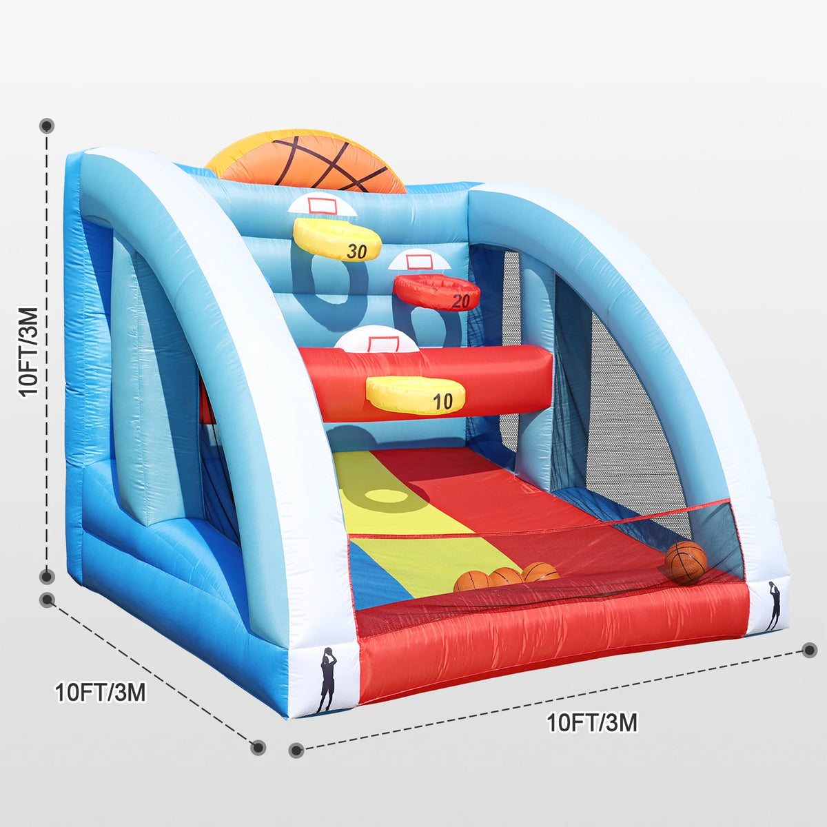 Inflatable Basketball Hoop Shot 10×10×10ft, Blow Up Inflatable Basketball Game with Balls, Air Blower, Inflatable Games for Outdoor Parties, Carnival Events, Lawn Games
