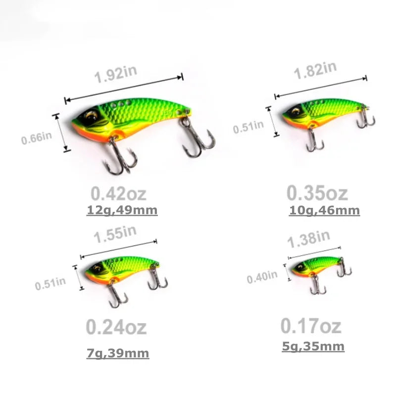 Wondersee 5PCS with Box Switchable Vibration VIB Spinner Spoon Jerkbait Hard Lure Treble hooks Trolling Sinking Wobbler Swimbait