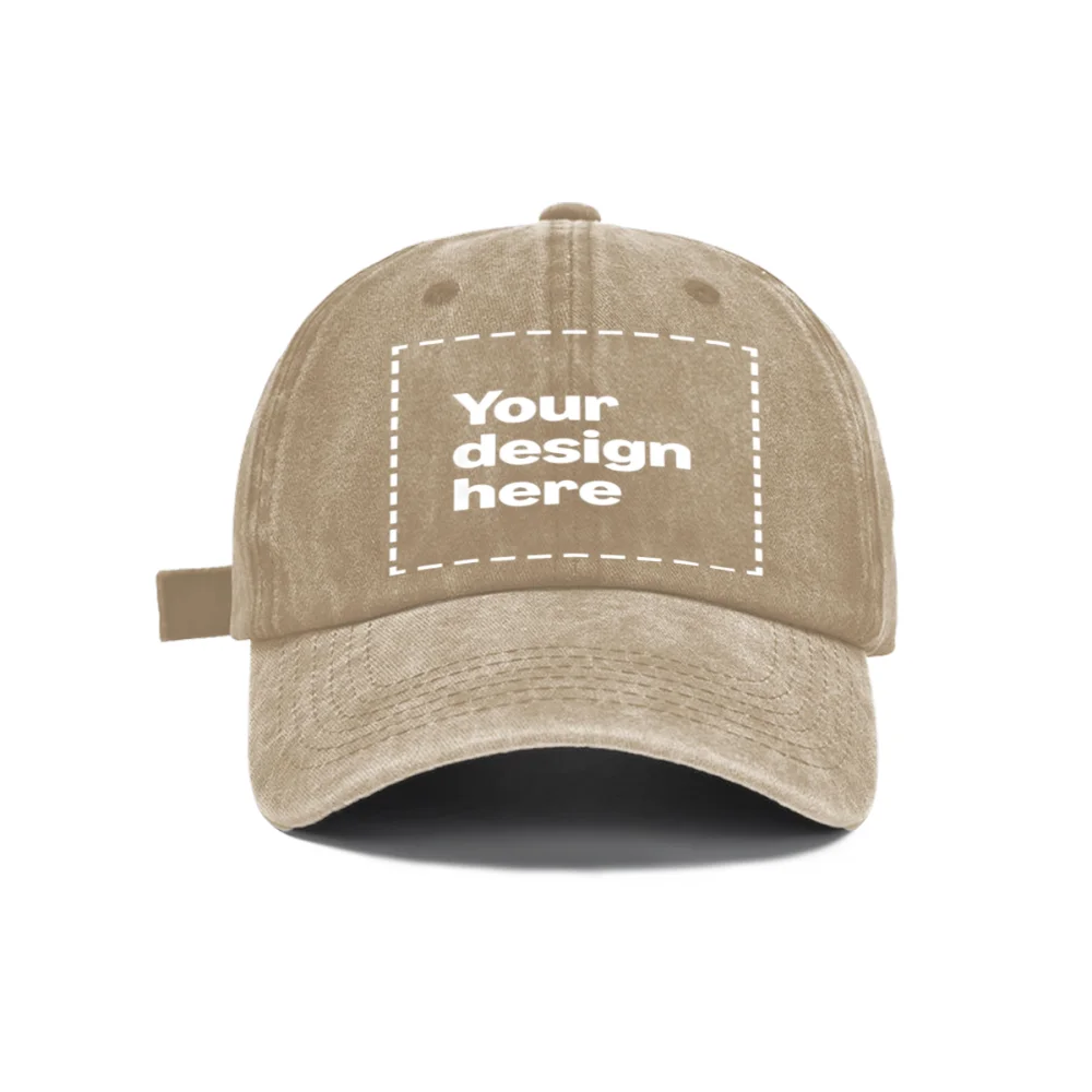 Personalized Vintage Washed Baseball Cap, Custom Name Logo Text Dad Hat, Adjustable Casual Hat for Men Women, Printed in USA
