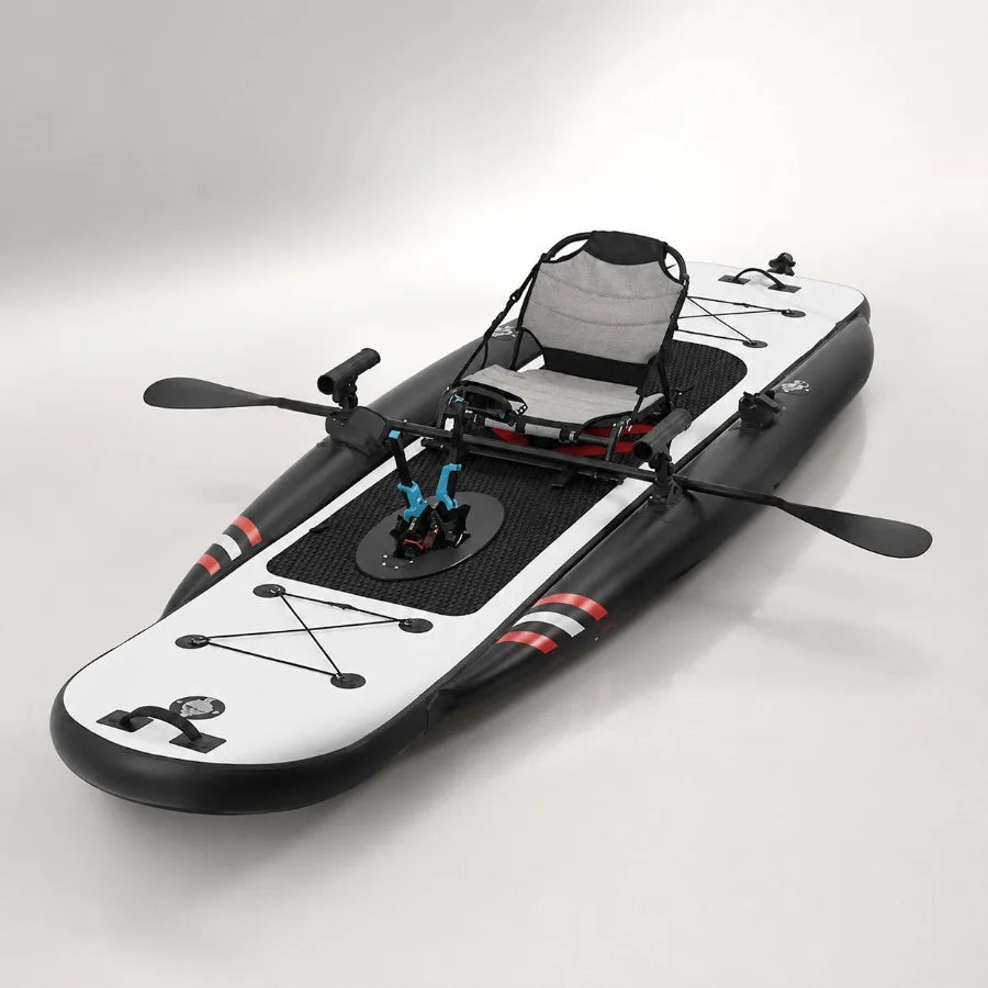 Inflatable Kayak For Fishing, Premium PVC, Blue, 12 Feet With Pedal System, Portable Lightweight Design With Rudder, Aluminum S