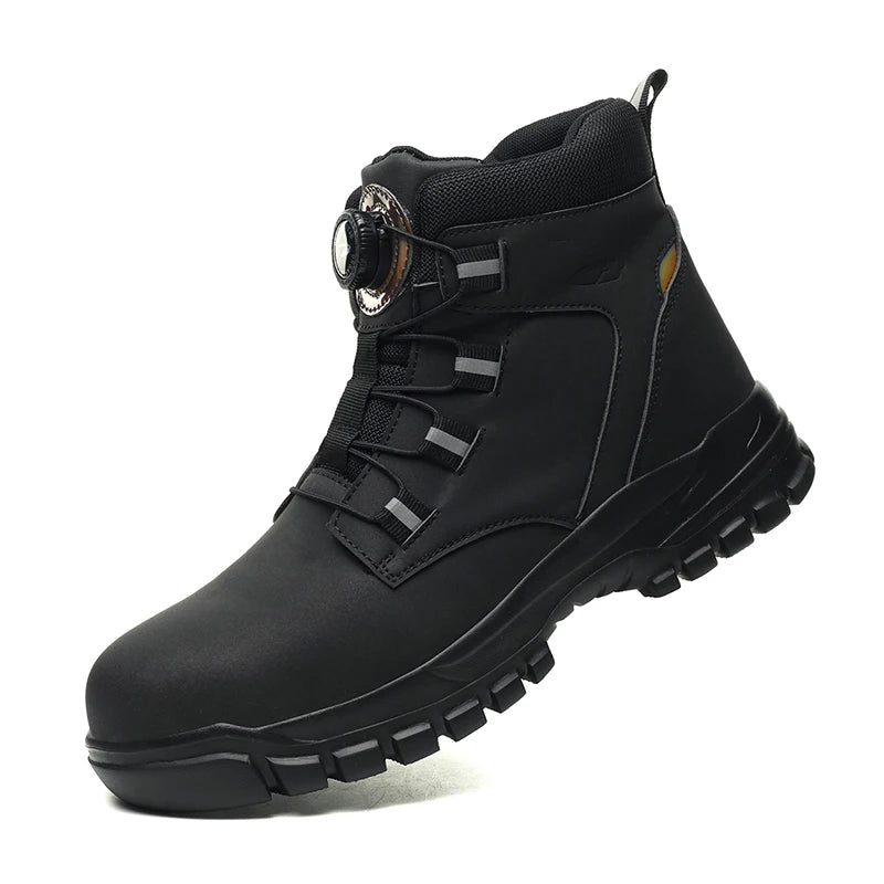 Waterproof Safety Boots Men Indestructible Steel Toe Work Boots Anti-smash Stab-resistant Safety Shoes Biker