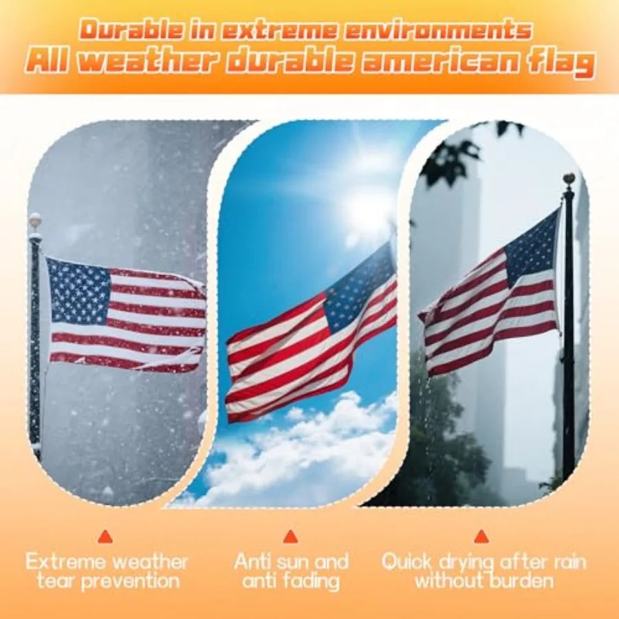 3x5 Feet Heavy Duty American Flag for Outside Deluxe Spun Polyster US Flags, Waterproof UV Resistant USA Flag, Embroide Stars N
