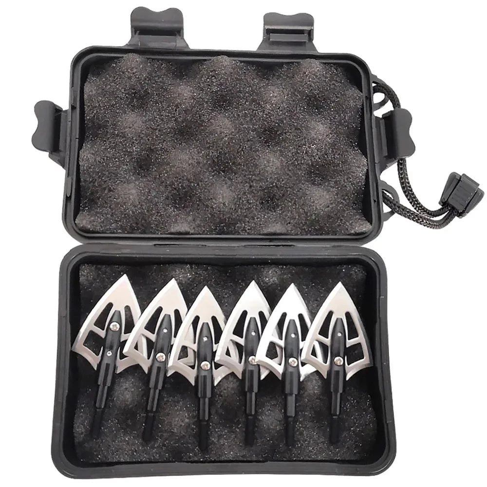 100Grain Arrowheads with Box Broadhead Outdoor Shooting Target Competition for Archery Bow Hunting Shooting 12pcs Arrow Tips