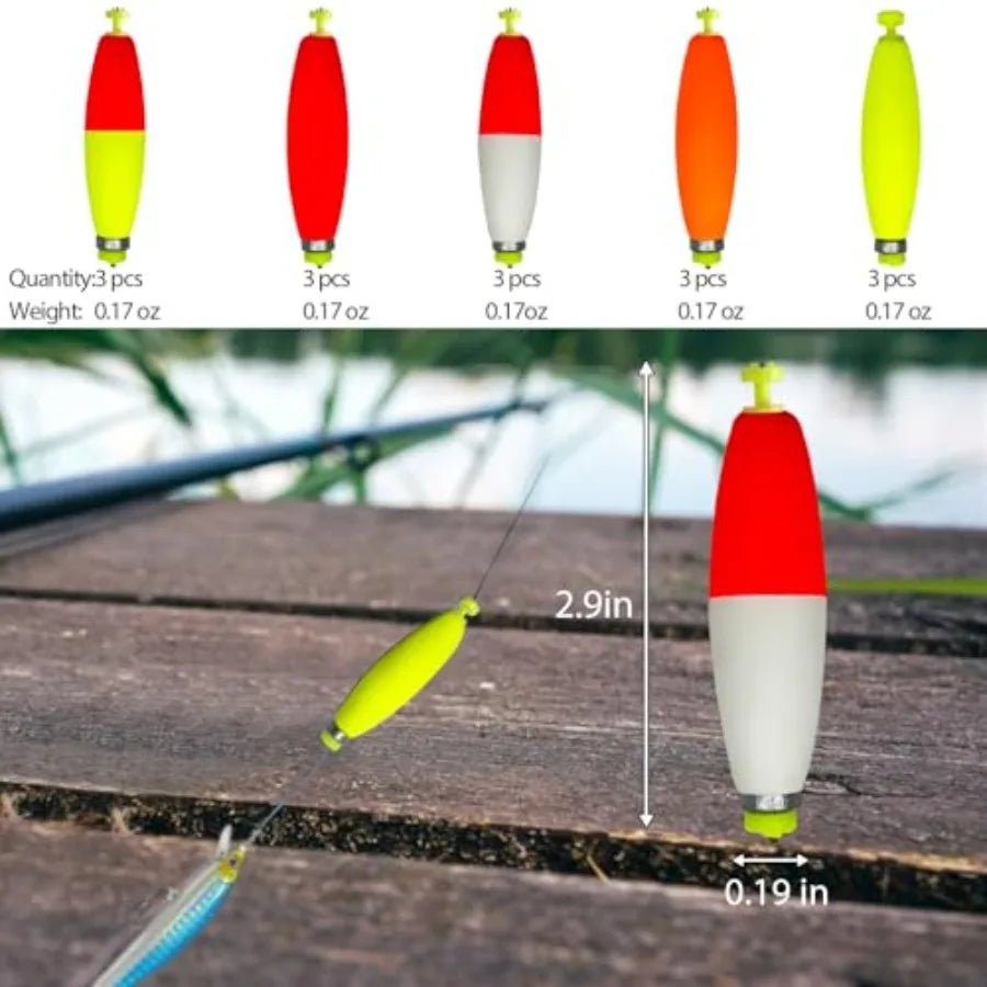 Fishing Bobbers Floats Set Weighted Foam Snap on Float for Catfish Fishing Push Button Spring Fishing Floats Assortment in Mult
