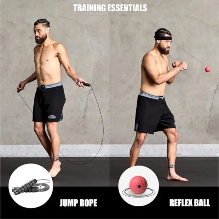 Muay Thai training: 6 ft tall heavy bag set for kickboxing and MMA unfilled 100 lbs canvas bag with black gloves and white hand