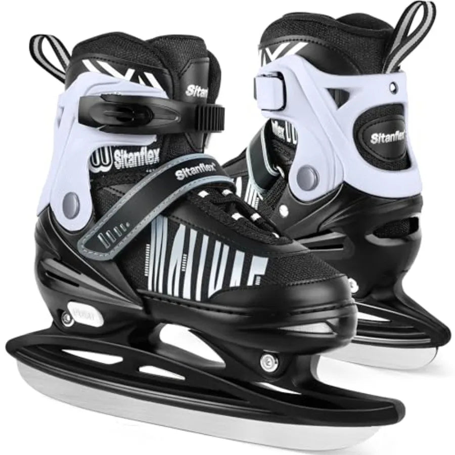 Adjustable Ice Skates for Girls Boys, Ice Hockey Skates for Beginners Ages 4-12, Toddler Ice Skating Shoes with Safety Ankle Su