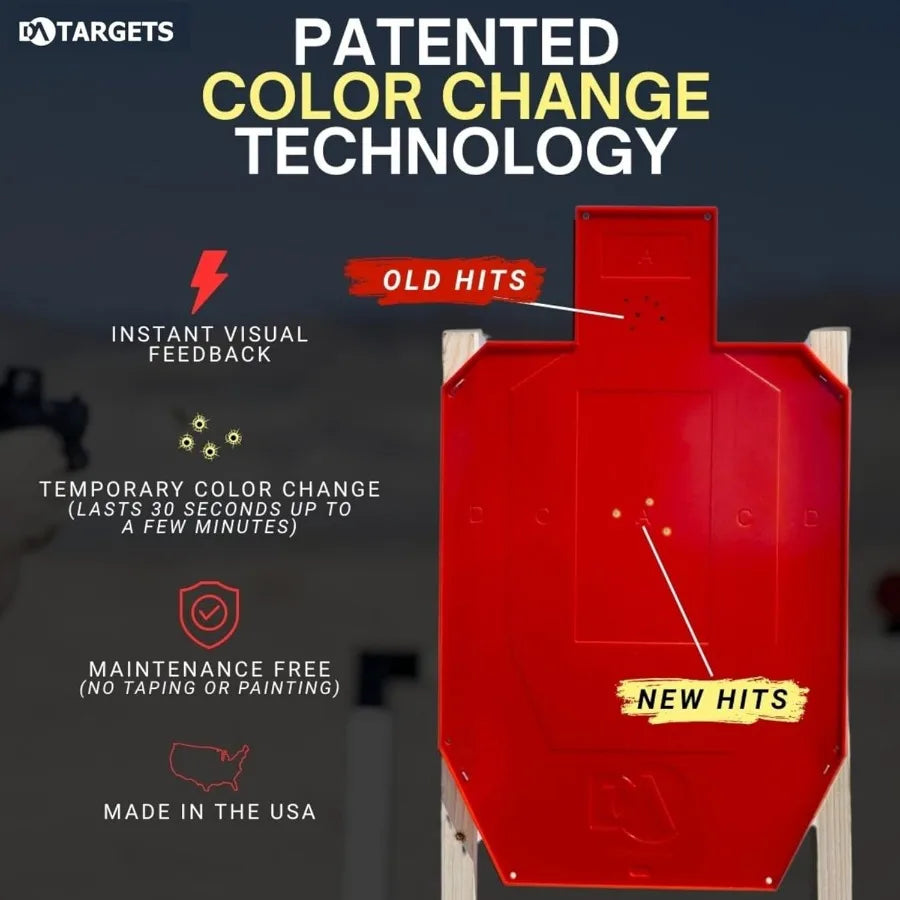 Full-Size Silhouette Target, Self-Healing, Color Changing, Reactive, Ricochet Free, Reusable, Weatherproof