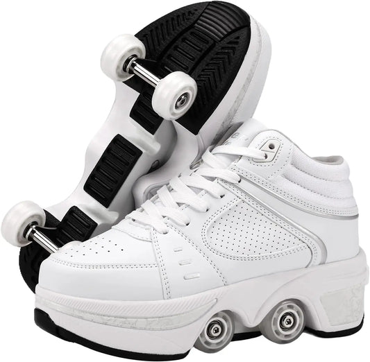 2-in-1 Retractable Roller Skate Shoes with Adjustable Wheels for Kids, Women & Men - Outdoor Sneakers