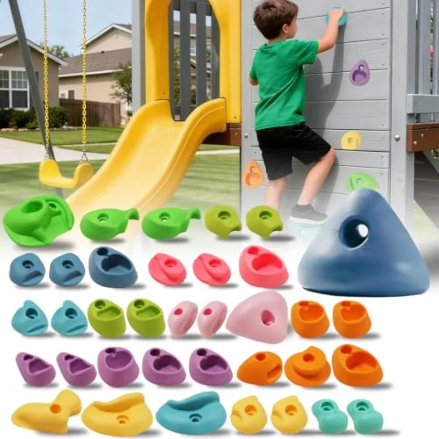 32 PCS Rock Climbing Holds for Rock Climbing Wall Grips Climbing Rocks Wall Kit for Indoor and Outdoor Playground Play Set with