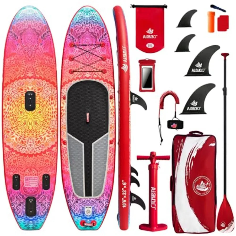 Inflatable Paddle Board for adult use, PVC drop-stitch material, navy blue, ultra-stable wide design with premium accessories: