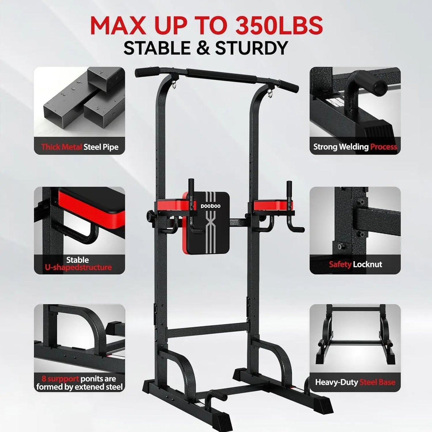 Power Tower Dip Station Pull Up Bar for Fitness Home Gym Workout,Multi-Function Adjustable Height Fitness Strength, Customized