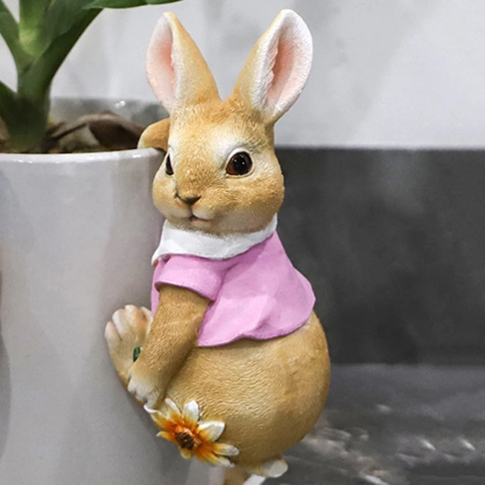 Cute Rabbit Figurine Decoration Resin Landscape Crafts Craft Cute Rabbit Bunny for Garden Flowers Pot Garden Easter Decor