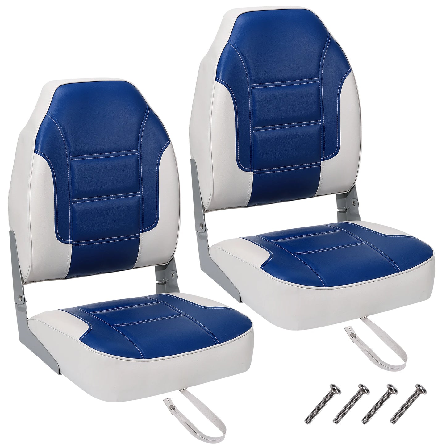 2 Pack High Back Folding Boat Seats,Thickened Sponge Padding, Waterproof, Folding Marine Chairs for Fishing, Canoe, Speedboat