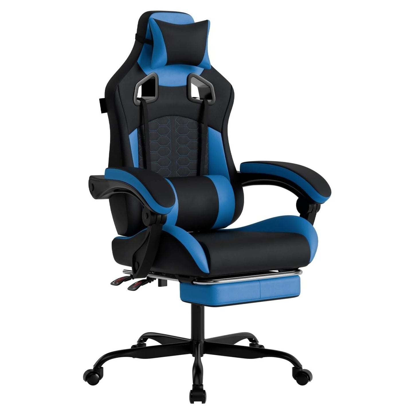 Ergonomic Massage Gaming Chair with Footrest Headrest Lumbar Support High Back PVC Leather 300LBS, Customized