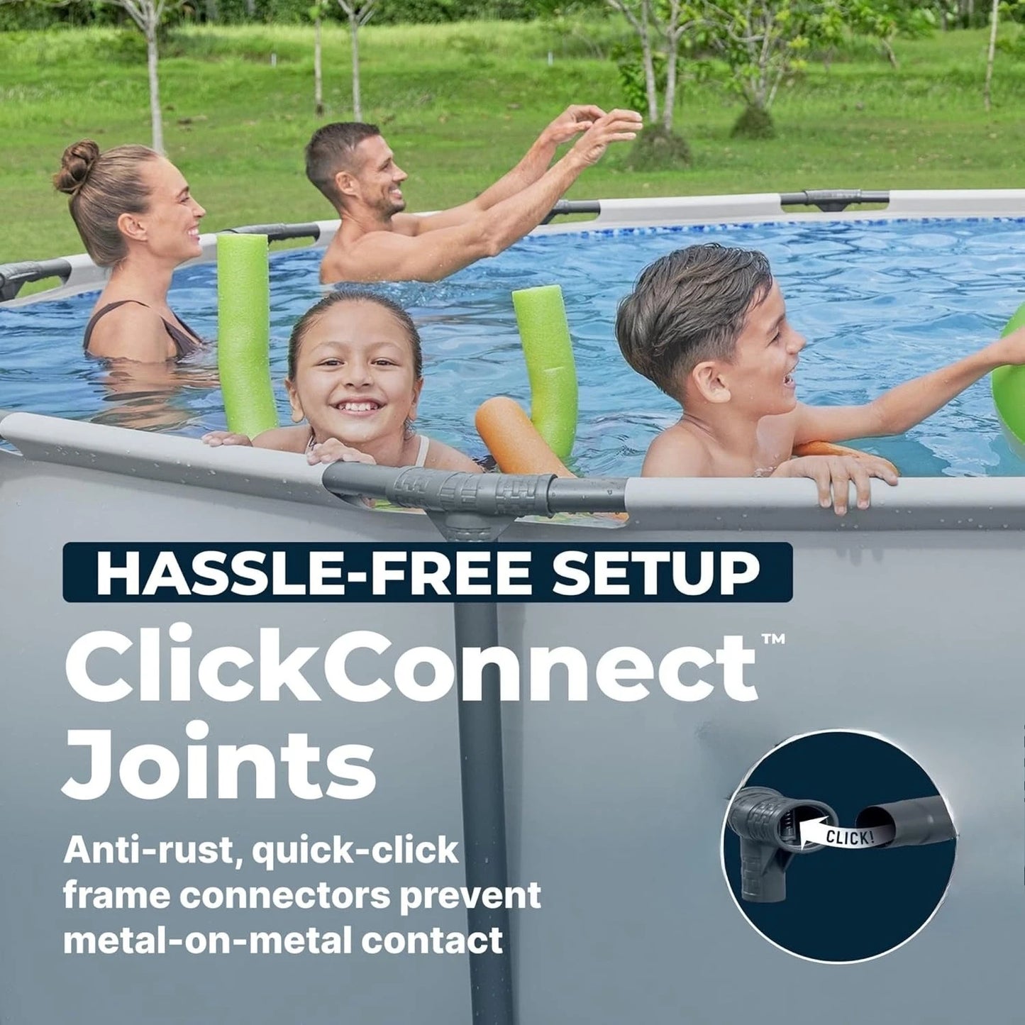 14ft Round Metal Frame Above Ground Swimming Pool Set with Filter Pump Ladder & Cover, Outdoor Backyard, Custom