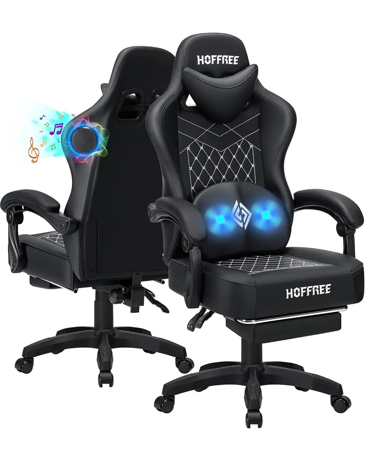 Gaming Chair Computer Chair with Speakers Massage Game Chairs with Footrest Bluetooth High Back Ergonomic Computer, Customized