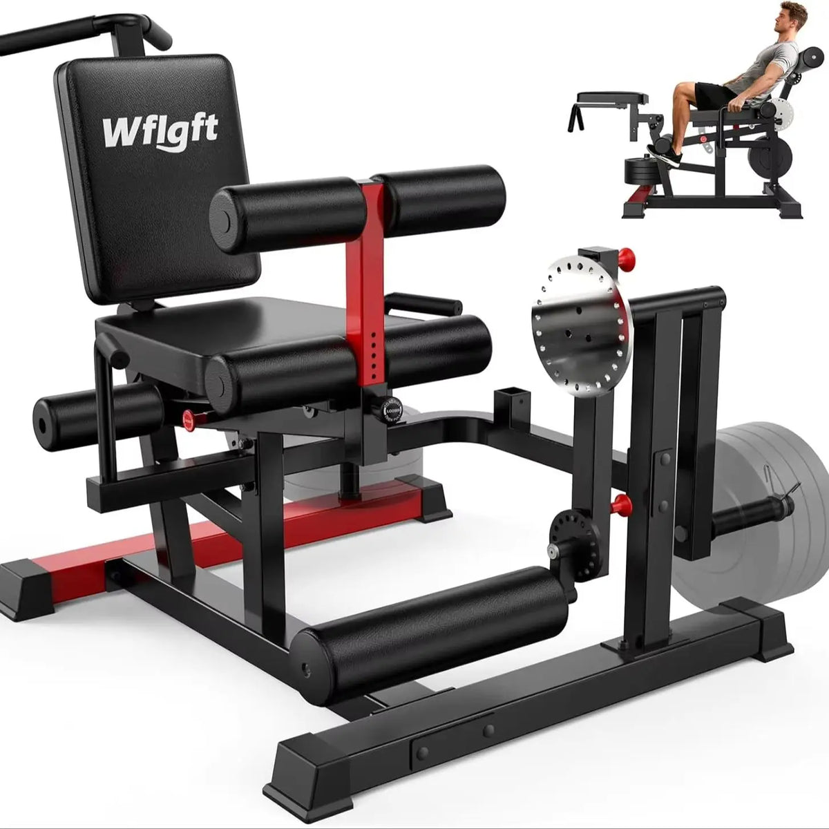 Pooboo Leg Extension and Curl Machine, 1000LB Adjustable Home Gym Leg Trainer | 4 in 1 Leg Trainer with Quick Pull-Pin Adjustments, 1000LB Capacity and Support for 1' and 2' Weight Plates