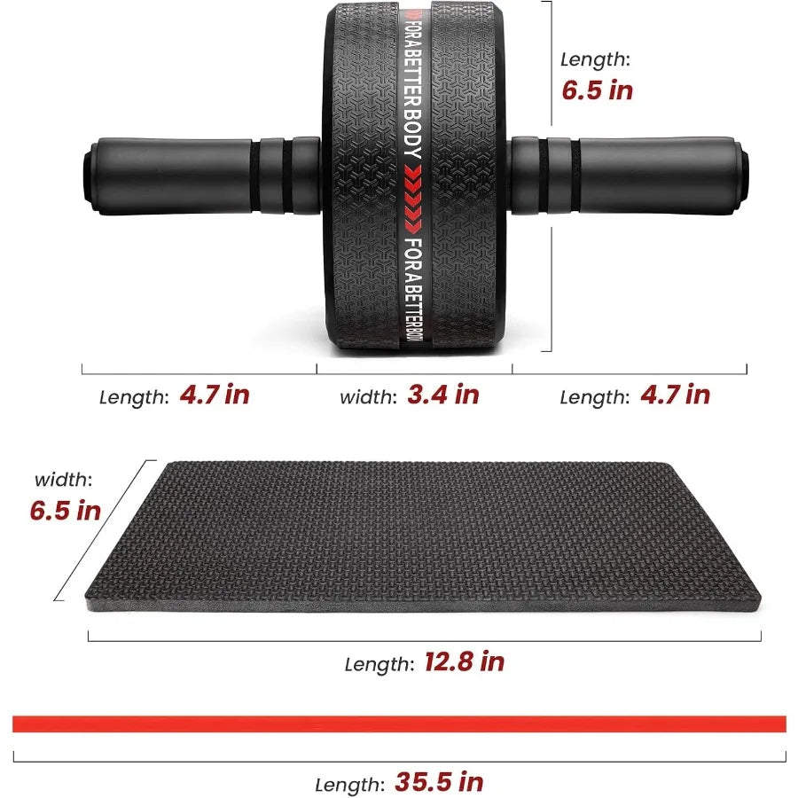Roller Wheel for Men/Women Abdominal Training with Widened 3.4 Rubber Tread Upgraded Grip Supports Up to 490 lbs Black