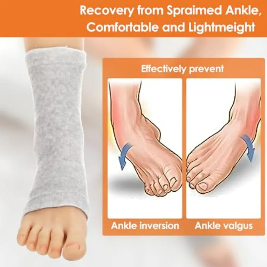 Ankle Compression Sleeve Breathable Foot Compression Sleeve Gray Soft Ankle Brace Keep Warm Ankle Socks for Women Men Sports Ar