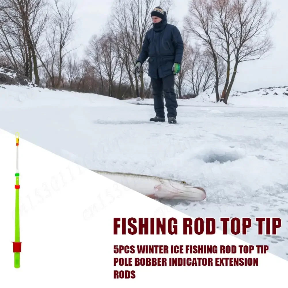 5/10/15Pcs Winter Ice Fishing Rod Top Tip Lightweight Fishing Pole Front Tip Portable Thicken Ice Fishing Pole Top Accessories
