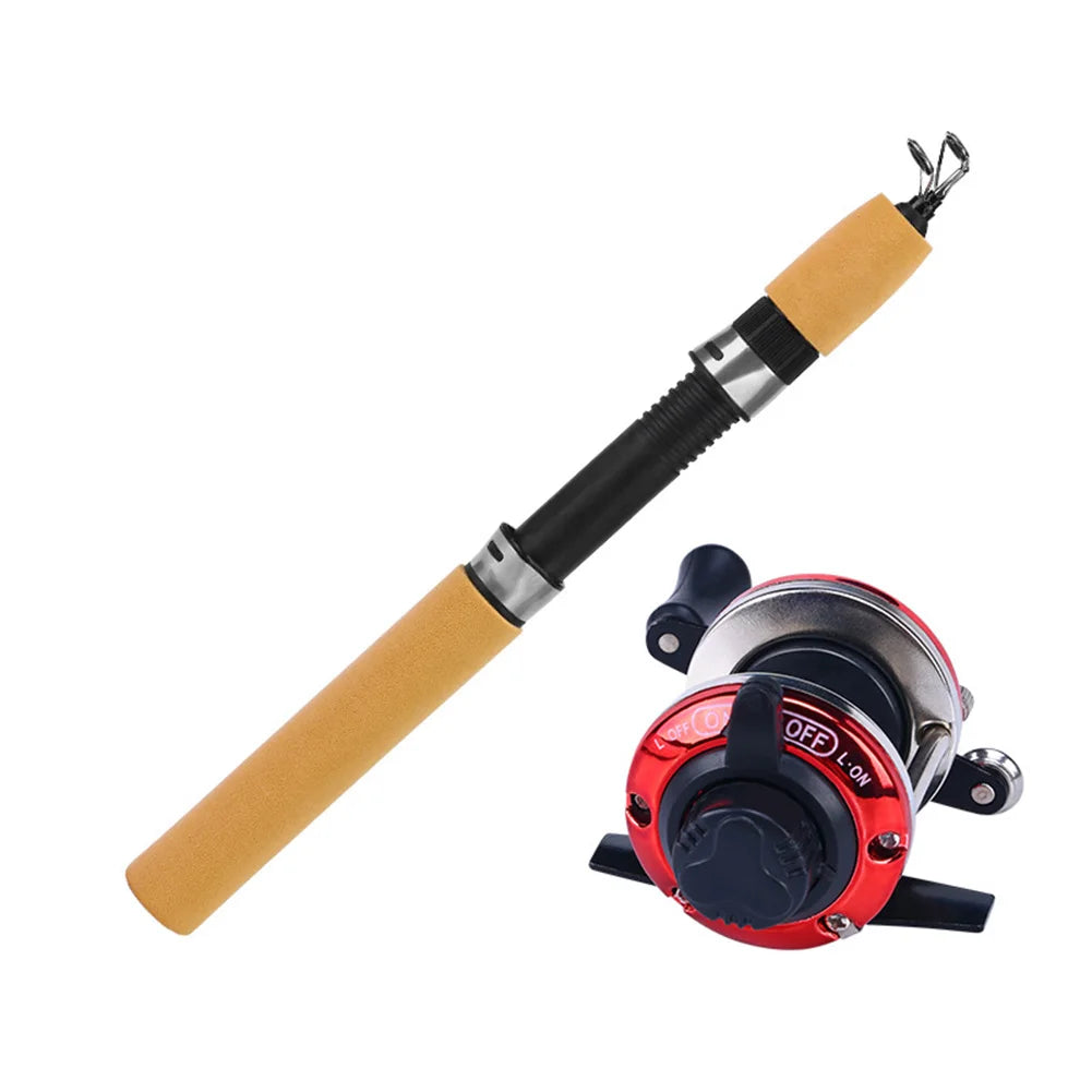 Telescoping Ice Fishing Rod Set Carbon Fiber Ice Fishing Rod and Reel Combo Mini Pole Ice Fishing Reel Set for Ice Fishing