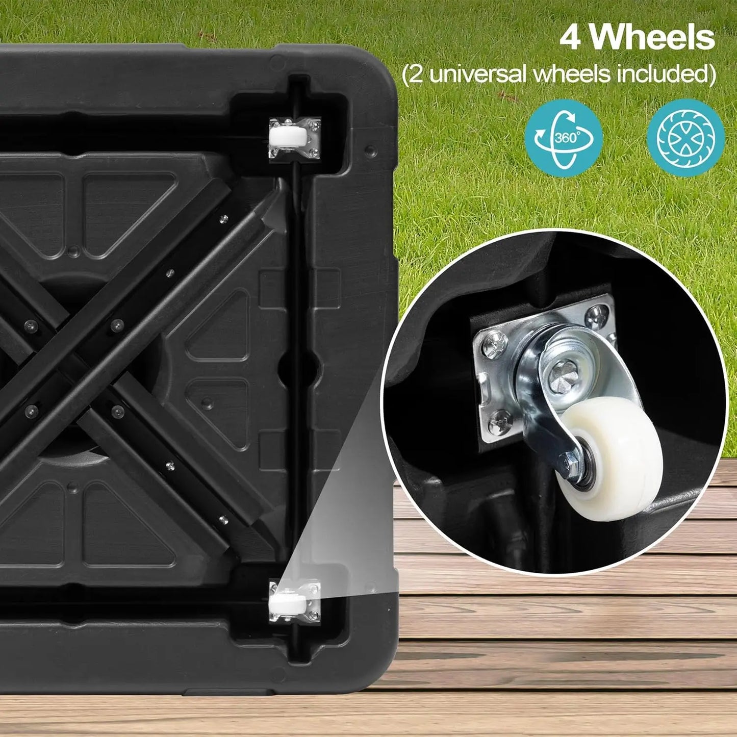 Outdoor Cantilever Umbrella Base with Wheels, 350 lbs Offset Patio Umbrella Stand, Water & Sand Filled Umbrella, Customized