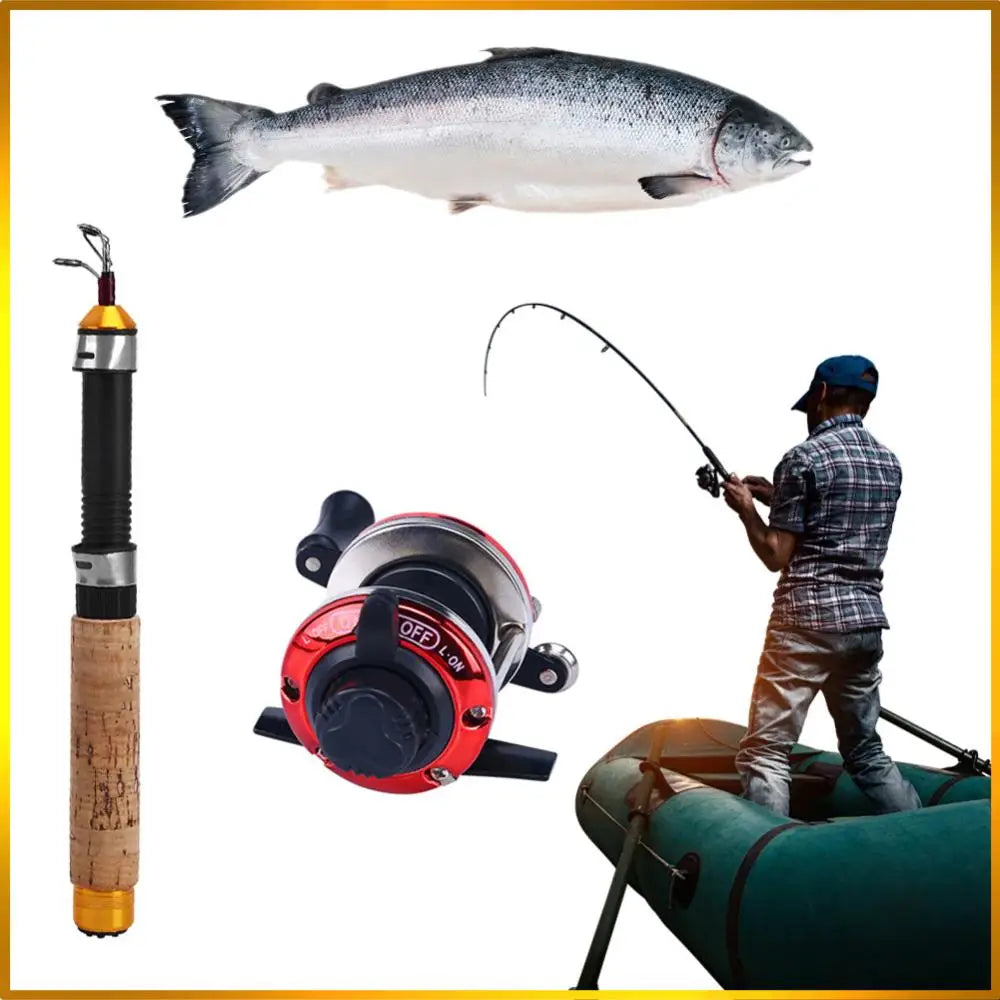 Telescoping Ice Fishing Rod Set Carbon Fiber Ice Fishing Rod and Reel Combo Mini Pole Ice Fishing Reel Set for Ice Fishing