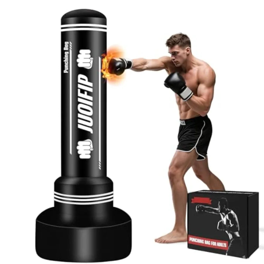 Freestanding Punching Bag with Stand, Men Standing Kickboxing Bag, Heavy Boxing for Adult Teens, Suitable for MMA Dummy Karate