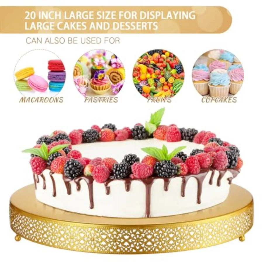 Cake Stand 20 Inch Round Metal Cupcake Dessert Wedding Cake Stand Cookies Display Holder Fruit Serving Tray for Table Wedding B