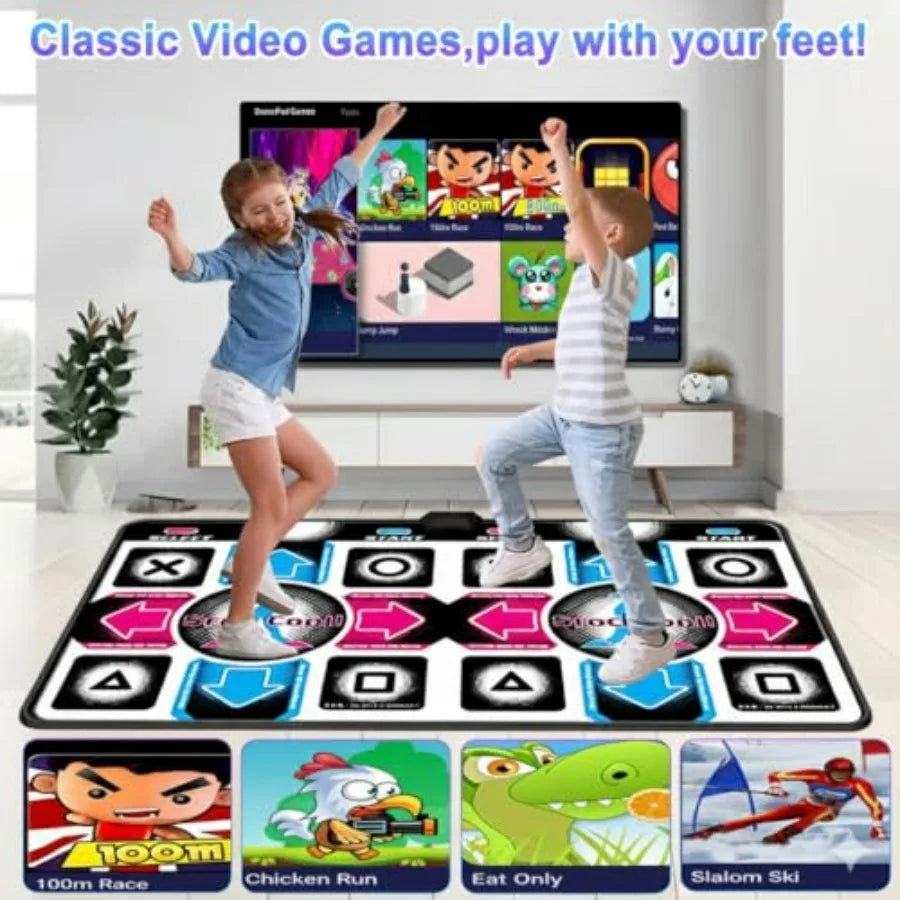 Dance Mat for with Interactive Dance Pad Games HD Plug Play TV Dance Game Console Family Fun Fitness Mat in Bright Colors Easy