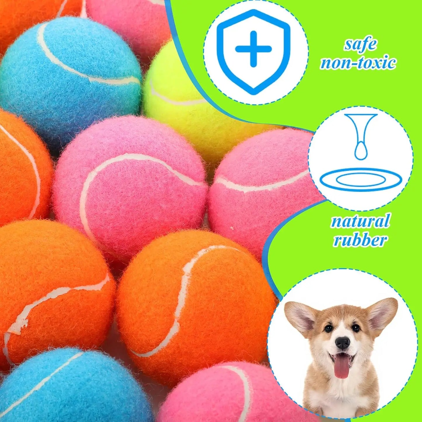 40 Pcs 2.5 Inch Squeaky Tennis Balls for Dogs, Bouncy Floatable Interactive Fetch Toys Indoor Outdoor Play
