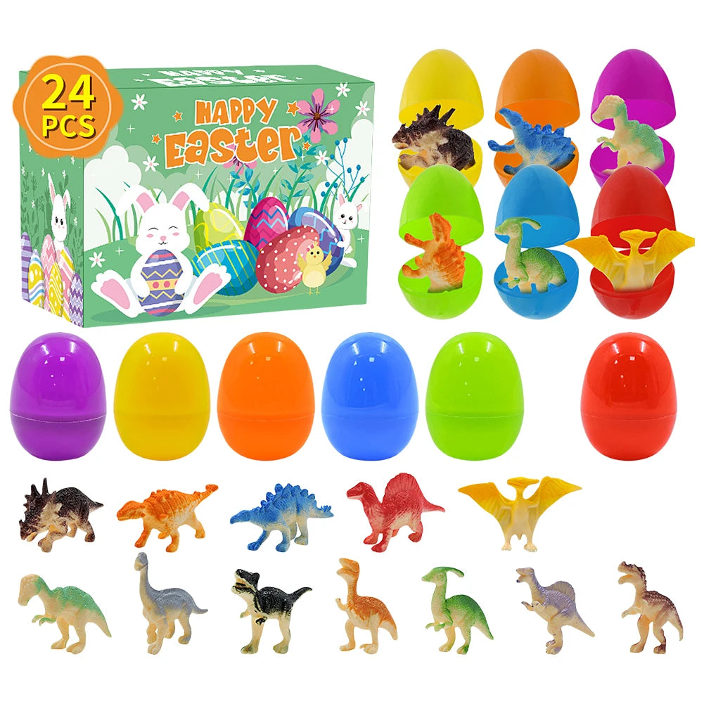 12Pcs Prefilled Easter Eggs Easter Egg Fillers with Dinosaur Toys Easter Basket Stuffers Filled Easter Egg Gift for Boys Girls