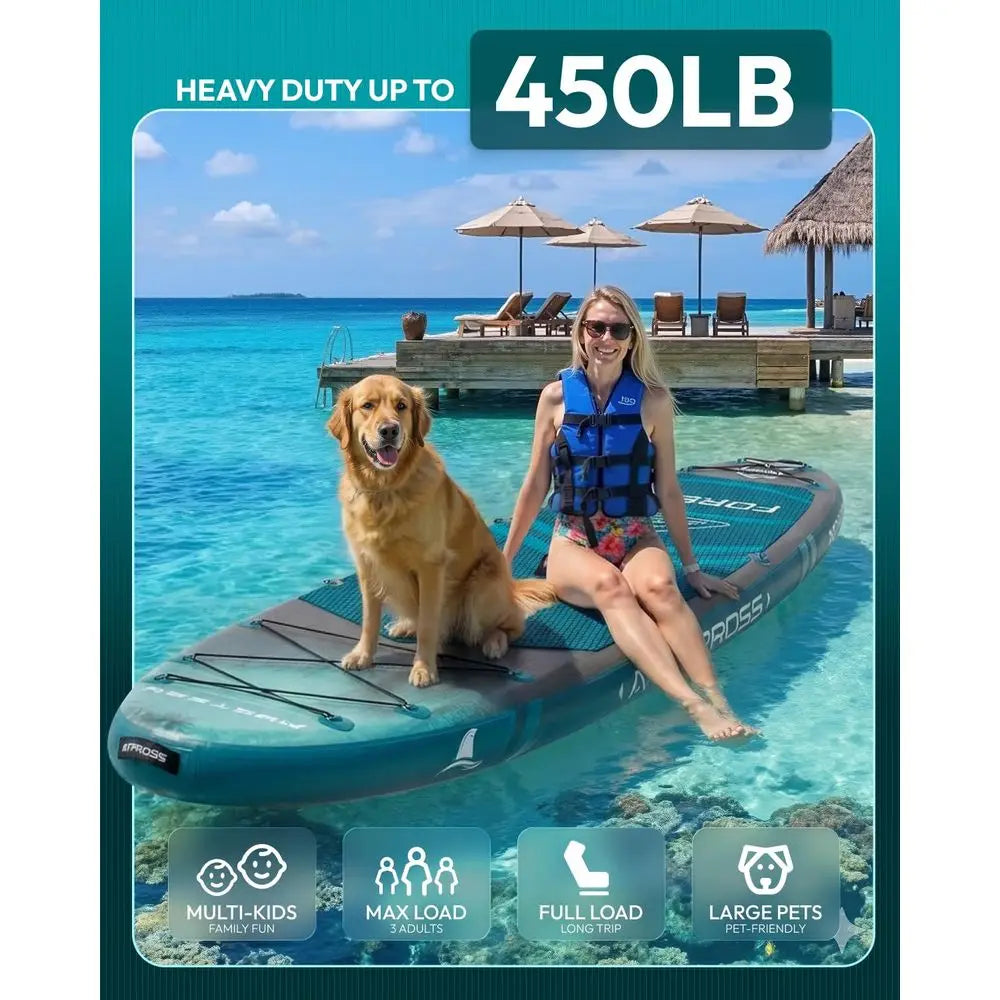 Inflatable Paddle Board, 450lbs Extra Wide Stand  Paddleboard for Adults with Premium SUP Accessories Kit amp Backpack, Blow