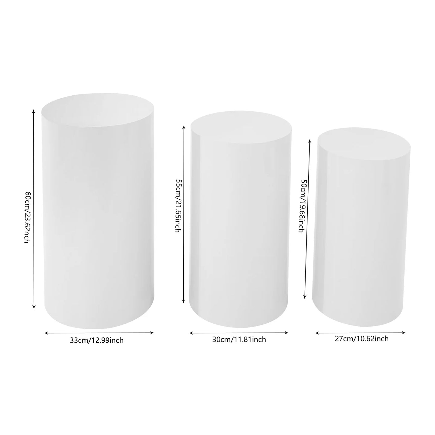 5/3Pcs Round Cylinder Pedestal Stand Freestanding Metal Cylinder Pedestal Wedding Birthday Party Cake Flower Display Pillars