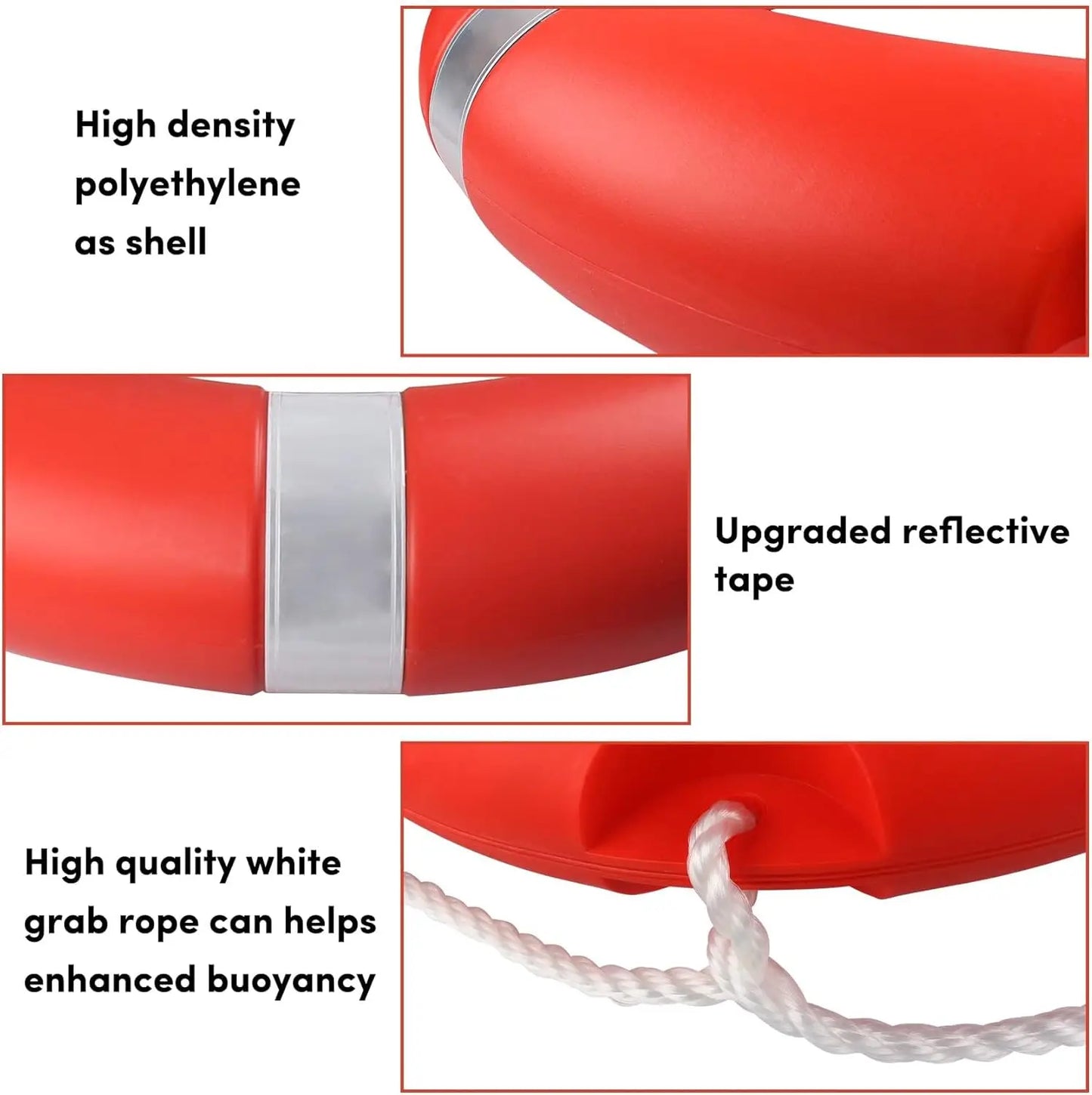 Professional Throwable Life Ring Buoy with 98.4FT Rope, Boat Safety Flotation Device for Outdoor Water Activities