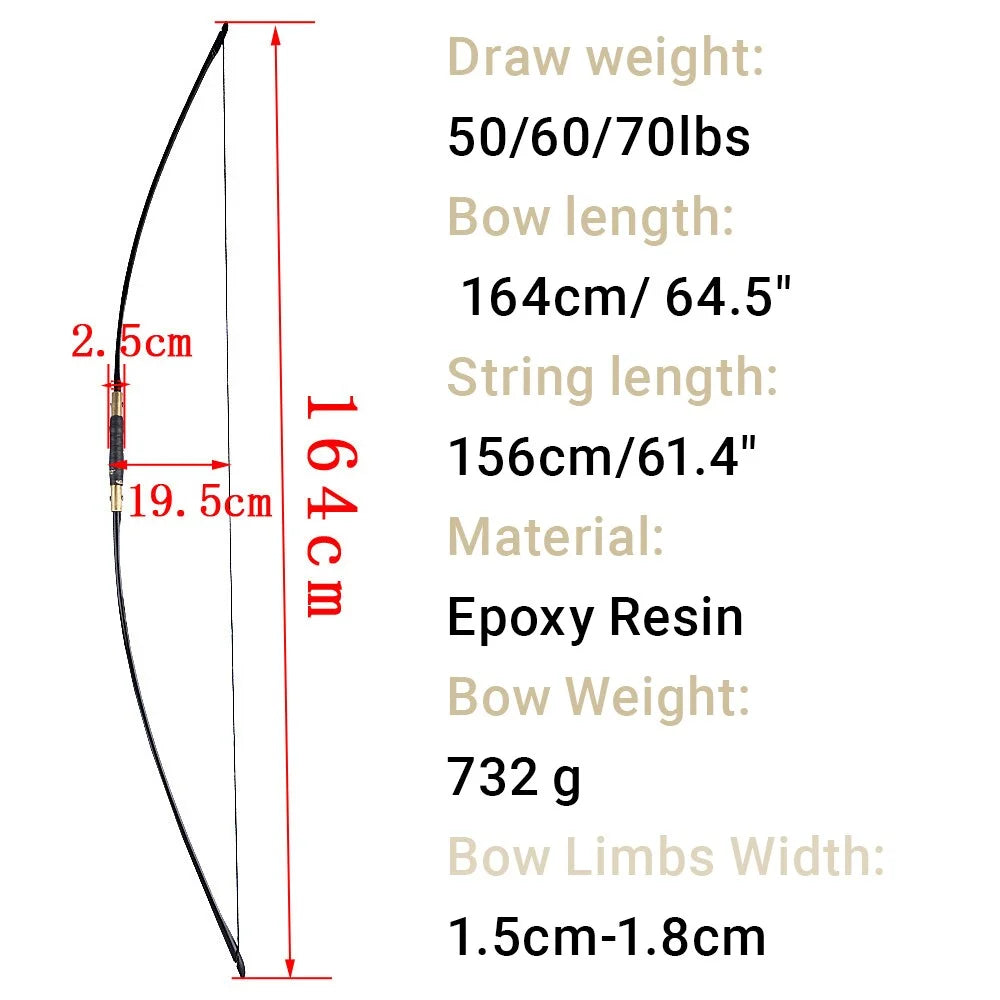 Longbow Arrow Set 64.5" Takedown English Style 60/65lbs RH/LH for Adults Advanced Archery Hunting Shooting Target Practice Outdoor Sports Heavy-Duty Hunting Bow Accessories