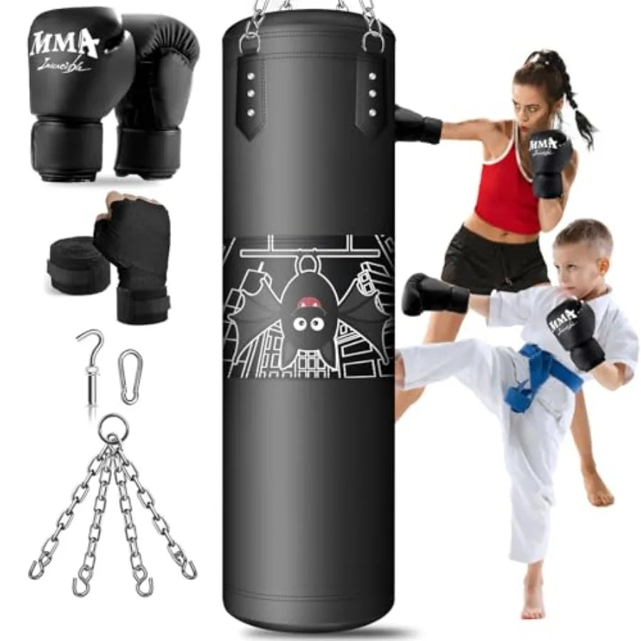 Punching Bag for,2.7FT Hanging Boxing Bag with Boxing Gloves, Boxing Set Kickboxing Bag for Youth Boxing Karate Muay Thai Kick