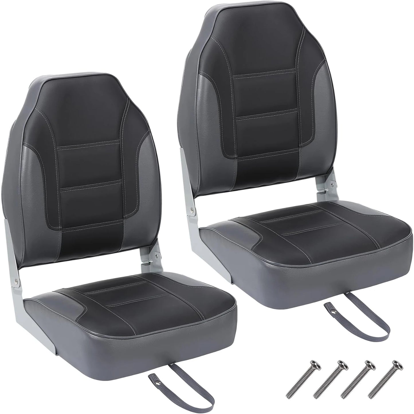 2 Pack High Back Folding Boat Seats,Thickened Sponge Padding, Waterproof, Folding Marine Chairs for Fishing, Canoe, Speedboat