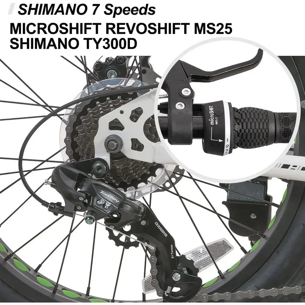 20 Inch 7-Speed Dual-Disc Brake Kids' Mountain Bike for Ages 5+, Suitable for Beach and Trail Riding